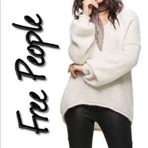 NWT Free People V neck drop shoulder sweater Med